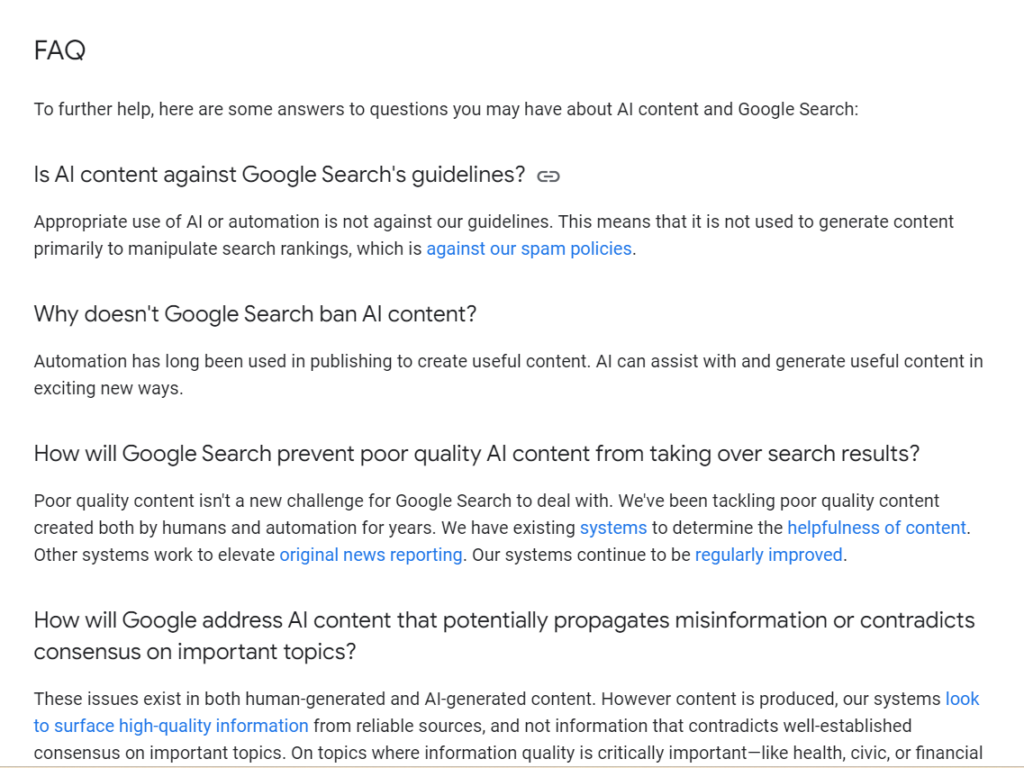 answers to questions you may have about AI content and Google Search