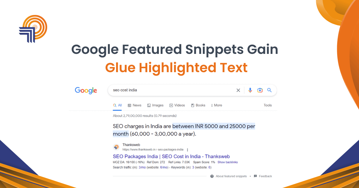 Google featured snippets gain blue highlighted text