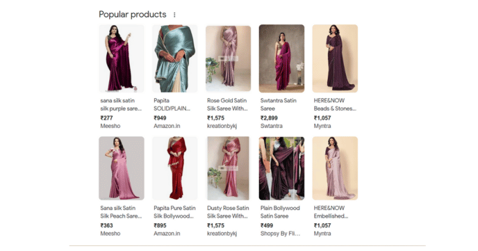 Google Merchant Center Popular products search result