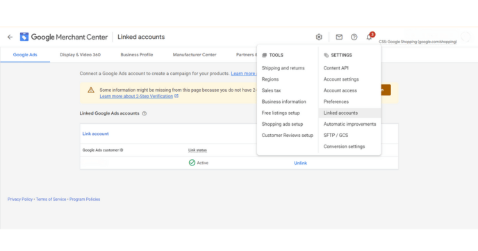 Linking Google Merchant Center To Google Ads